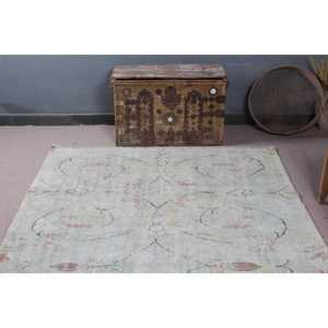 Tapis turc vintage, grand tapis de 5,4 x 9,1 pieds, tapis en laine marocain vert rose - Product Image 4