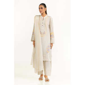 Traje de 3 Piezas en Chifón Color Crema con Bordado para Mujer, Tallas XS-XL, para Trabajo y Fiestas, Decoración con Lentejuelas y Bordados, Elegante - Product Image 2