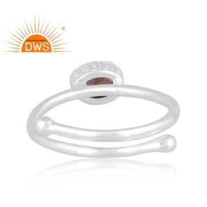 แหวนพลอยลาบราดอไรต์ธรรมชาติทำจากเงินสเตอร์ลิงเครื่องประดับแบบวางซ้อนกันได้ของขวัญสำหรับผู้หญิง - Product Image 4