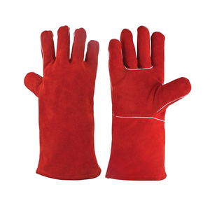 ถุงมือเชื่อมหนังสีแดงทนทานสำหรับมืออาชีพสวมใส่เพื่อความปลอดภัยพร้อมดีไซน์ใหม่ - Product Image 1