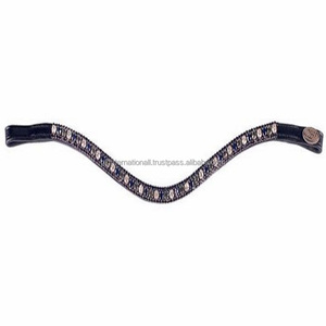 Diamantes de imitación de cristales transparentes o negros azules personalizados, diamantes con forma de onda ostentosa, banda para cejas de caballo de cuero inglés negro, todos los tamaños - Product Image 1