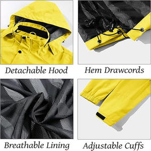 Chaqueta rígida a prueba de lluvia de calidad Unisex, chaqueta impermeable para exteriores con capucha, estilo informal suelto, ropa de senderismo de alto rendimiento - Product Image 6