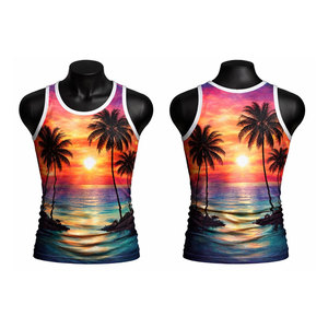 Camiseta sin mangas de sublimación para hombre, tejida, transpirable, de ajuste holgado, para gimnasio y fitness, de alta calidad, ¡la más vendida! - Product Image 1