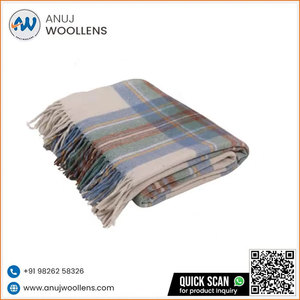 Manta de lana azul silenciada Stewart suave de diseño de lujo superventas de venta directa de fábrica - Product Image 6