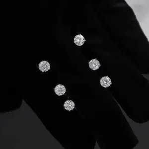 Pendientes de tuerca CITIES de 5 mm y 6.5 mm con diamante de 1 quilate y moissanita VVS de plata de ley 925 para mujer - Product Image 4