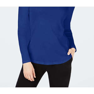 Maglia da donna Charter Club in cotone a collo alto, blu, taglia M, lavorata a mano, stampata, invernale, a mezza manica - Product Image 3