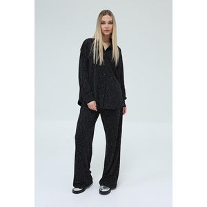 Camicia Oversize da donna ricamata in pietra e pantaloni Palazzo completo comodo ed elegante - Product Image 6