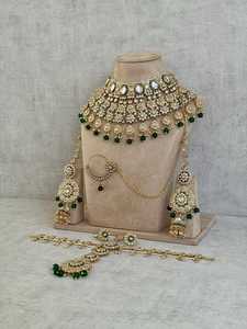 Conjunto de Collar Corto de Circonita Plateada con Platino de Estilo Elegante para Novia, Boda, Compromiso, Aniversario, Kundan - Product Image 4