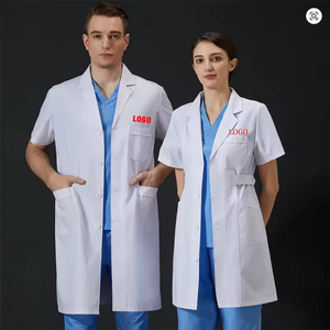 Blouse de laboratoire personnalisable à manches courtes pour hommes et femmes uniformes hospitaliers de longueur régulière avec logo - Product Image 2