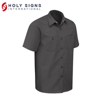 Chemise de travail à manches courtes pour homme Holy Signs International, en coton noir respirant, uniforme