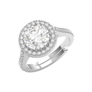 NOVAMART Fine Fashionable & Trendy 925 Sterling <b>Silver</b> Karla Solitaire Halo <b>Ring</b> <b>Adjustable</b> Size with 18K Gold Plating Wholesale - Product Image 1