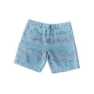 Shorts en jean vintage lavés avec strass, de qualité supérieure, au meilleur design, personnalisés, pour hommes, service OEM, fabriqués au Pakistan - Product Image 1
