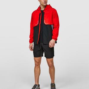 Veste coupe-vent rouge de marque pour homme, design personnalisé, blocs de couleur, légère, 100% polyester, 2024 - Product Image 3