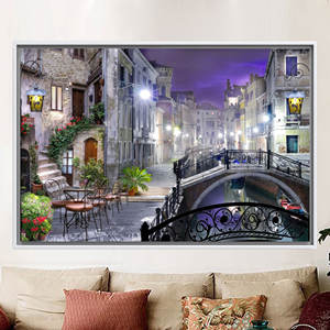 Modern City Landscape Canvas Art Print - Elegant Cityscape Poster for Home Decor,1P:White <b>Framed</b> - Product Image 1