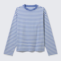 T-shirt Homme Oversize Rayé à Manches Longues avec Logo Personnalisé et Épaules Tombantes Coupe Boxy – Vente en Gros