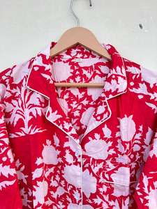 Combinaison de nuit indienne 100% coton à imprimé floral de luxe faite à la main élégante décontractée pour l'été automne printemps promenades matinales - Product Image 5