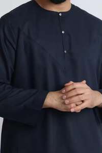 Thobes islamiques ethniques pour hommes - Coton léger à manches longues Jubba arabe personnalisable Col haut Longueur cheville - Product Image 5