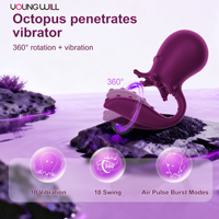 Oktopus-förmiger Doppelkopf-Klitoris-Saugvibrator mit Luftpulsstimulation für Frauen, Wiederaufladbar, 10 Vibrationsmodi, Sexspielzeug