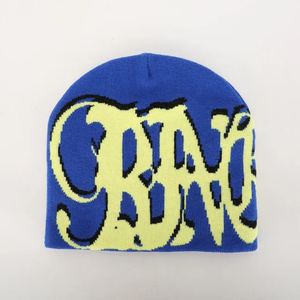 Gorro liso de acrílico unisex de alta calidad personalizado gorro de invierno con bordado teñido y etiqueta tejida Gorras de punto de tendencia - Product Image 1