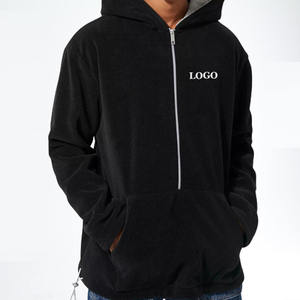 Sweats à capuche zippés à manches longues pour hommes avec tissu de qualité supérieure Poche à capuche rapide demi-fermeture éclair personnalisable solide hiver - Product Image 1