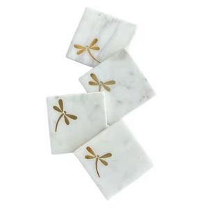 Posavasos de mármol de latón personalizado de los fabricantes, Juego de 4 juegos de protección de mesa de cocina, artículo decorativo para el hogar - Product Image 2