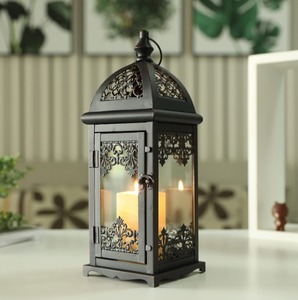 Linterna de Metal de Color negro de alta calidad hecha a mano y tarro de vela único para decoración del hogar decoración de boda linterna colgante - Product Image 3