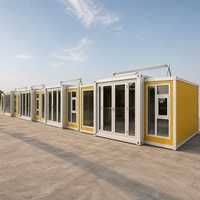 Maison conteneur extensible de 10 pieds, préfabriquée, modulaire, pliable, portable, pour bureau de chantier ou habitation, jaune doré chaud