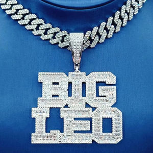 Colgante de diamante redondo cultivado en laboratorio VVS de lujo, joyería de Hip Hop con letra inicial, colgante personalizado de plata 925 - Product Image 1