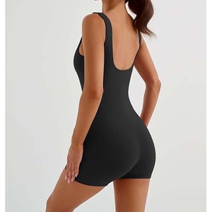 Mono ajustado con logotipo personalizado para mujer, monos con control de barriga, pantalones cortos informales de yoga para entrenamiento, monos al por mayor - Product Image 2