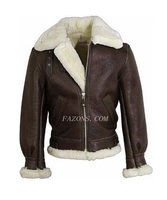Blouson aviateur en cuir d'agneau B3 pour homme, style vintage, chaud, fourrure sherpa, décontracté, écologique, respirant, anti-UV