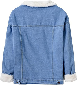 Nouvelle veste en polaire denim surdimensionnée pour femmes OEM personnalisée, confortable avec poches, matériau de rembourrage en coton tricoté - Product Image 2