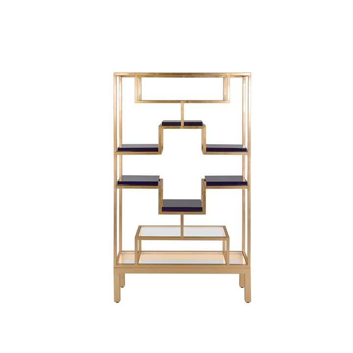 Golden Colored Metal Frame & Glass Shelves Best Home & Showroom Display Racks Commercial Rack Free Standing Industrial Rack