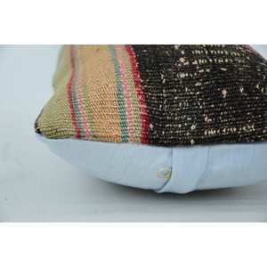 Coussin en laine patchwork Kantha multicolore 8x16 pouces Coussin décoratif pour literie, sol, imprimé brodé tissé - Product Image 4