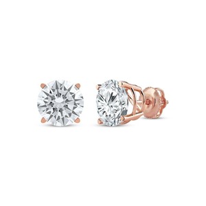 Premium Round Cut Diamond Solitaire <b>Stud</b> <b>Earrings</b> 4.00 Ct Lab Grown Diamond In 14K Solid Gold Special Occasion Party Wear - Product Image 2
