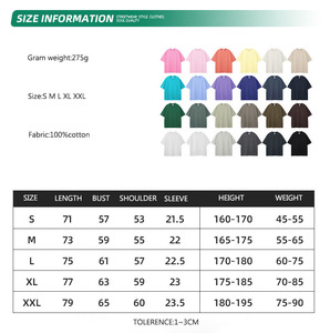 Marca de moda informal Color sólido 275G patrón camiseta manga corta 100% algodón puro camiseta suelta para hombres DDP envío - Product Image 2