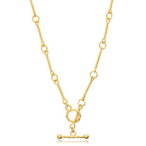 T Lock diseño 22K chapado en oro único al por mayor turco hecho a mano 925 collar de cadena de plata esterlina para dama joyería fina - Product Image 1