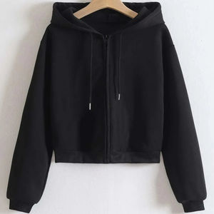 เสื้อสเวตเตอร์แขนยาวมีซิปรูดผ้ากำมะหยี่หนาสไตล์สั้นสำหรับผู้หญิงฤดูใบไม้ร่วงและฤดูหนาว - Product Image 1