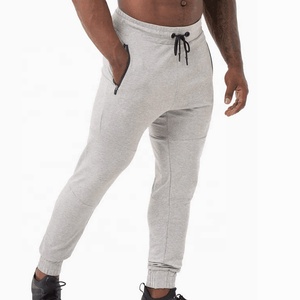 Jogging en molleton uni pour homme, coupe slim, 100% coton, poids lourd, avec cordon de serrage et poche zippée, qualité supérieure, vente en gros - Product Image 1