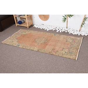 Alfombra turca geométrica de lana Beige de área grande Vintage 2,9X6 pies Patchwork abstracto Rectángulo Pasillo Motivos Seagrass Latex Room - Product Image 3