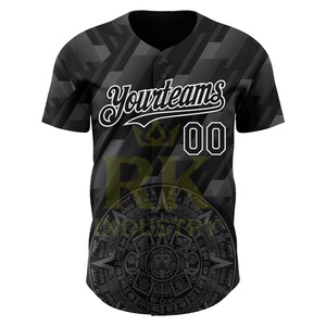 Camiseta de Béisbol Auténtica con Diseño 3D Negro Gris Acero 100% Poliéster Transpirable que Absorbe la Humedad Ropa Deportiva Logotipo Personalizado - Product Image 2