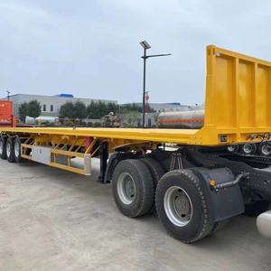 Semirremolque de contenedor de cama plana de 3 <span class=keywords><strong>ejes</strong></span>, 4 <span class=keywords><strong>ejes</strong></span>, 40T, 60T, semirremolque, remolque de camión de 28 toneladas <span class=keywords><strong>para</strong></span> África y Asia Central - Product Image 3