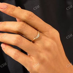 Meilleure vente Bague de mariage en or massif 18 carats certifiée minuscule diamant contour 5 pierres empilable pour femme - Product Image 3