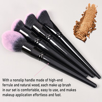 Pinceaux de maquillage professionnels synthétiques noirs de qualité supérieure à marque privée pour fond de teint, anticernes, poudre, blush et fard à paupières