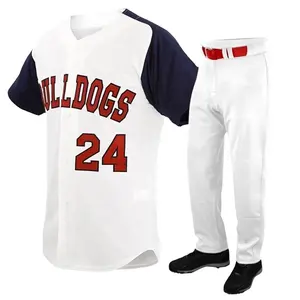 Toptan fabrika fiyat spor giyim beyzbol tam üniforma set özel takım ligi yeni stil beyzbol beyaz siyah formalar