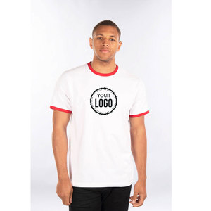 T-shirt rétro doux à col contrasté, léger et respirant, 100% coton tricoté, pour les boutiques de marchandises - Product Image 1