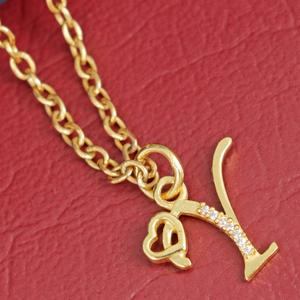 925 plata esterlina 'Y' inicial colgante blanco CZ cristal chapado en oro collar de mujer - Product Image 5