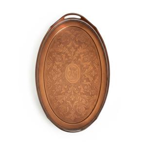 Modern Designer Patten <b>Copper</b> Serving Tray Oval Shape With Pierced Border And Two <b>Handles</b> For Home Decor And <b>Kitchen</b> Use On Sale - Product Image 1
