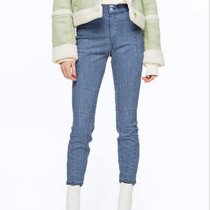 Jeans d'hiver pour femmes, design décontracté, bleu, longueur entière, 100% coton, taille mi-haute, coupe droite, grande taille, écologique, respirant, denim - Product Image 1