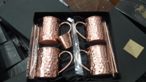 Pur Cuivre Moscou Mule Grand Gobelet Double Tasse Ensemble Brun Martelé Style Avec Verre À Liqueur Pour Bar Restaurant Hôtel Utilisation - Product Image 5