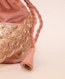 Zari Round Potli with Pearl Handle & Tassels Woman Drawstring Potli <b>Bag</b> Evening <b>Clutch</b> Wedding Return Gift <b>Bags</b> - Product Image 4